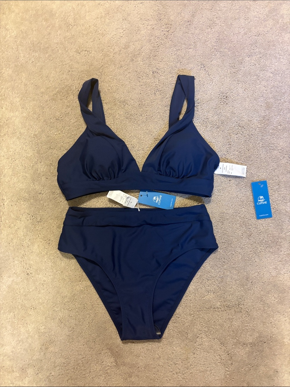 Cupshe Navy Blue Supportive Two-Piece Bikini Set